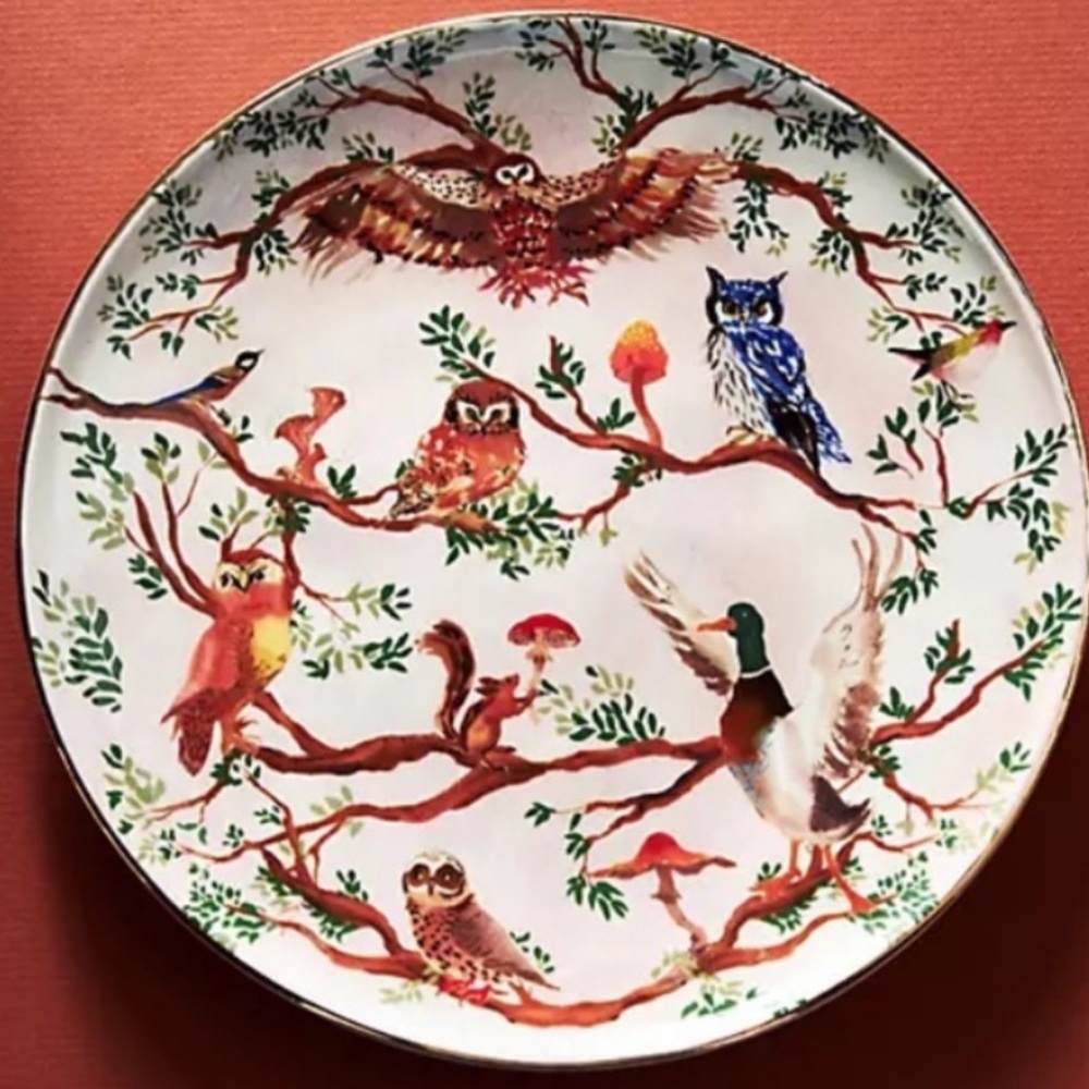Anthropologie Inslee Fariss Autumn's Bounty Owl  Side Plate NWOT